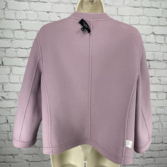 Talbots Purple Wool Blend Snapped Ruffle Closure Jacket Pockets Unlined Size 16 - Picture 11 of 14